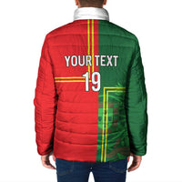 Custom Portugal Football Padded Jacket Coat of Arms Line Art Style - Wonder Print Shop