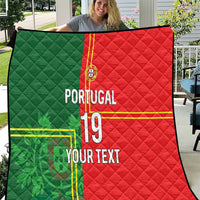 Custom Portugal Football Quilt Coat of Arms Line Art Style - Wonder Print Shop