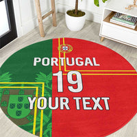 Custom Portugal Football Round Carpet Coat of Arms Line Art Style - Wonder Print Shop