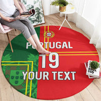 Custom Portugal Football Round Carpet Coat of Arms Line Art Style - Wonder Print Shop