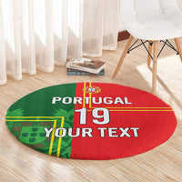 Custom Portugal Football Round Carpet Coat of Arms Line Art Style - Wonder Print Shop