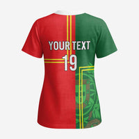 Custom Portugal Football Scrub Top Coat of Arms Line Art Style - Wonder Print Shop