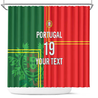 Custom Portugal Football Shower Curtain Coat of Arms Line Art Style - Wonder Print Shop