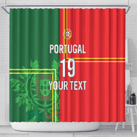 Custom Portugal Football Shower Curtain Coat of Arms Line Art Style - Wonder Print Shop