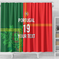 Custom Portugal Football Shower Curtain Coat of Arms Line Art Style - Wonder Print Shop