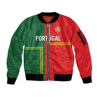 Custom Portugal Football Sleeve Zip Bomber Jacket Coat of Arms Line Art Style - Wonder Print Shop