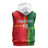 Custom Portugal Football Sleeveless Zip Hoodie Coat of Arms Line Art Style - Wonder Print Shop