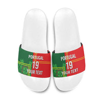 Custom Portugal Football Slide Sandals Coat of Arms Line Art Style - Wonder Print Shop