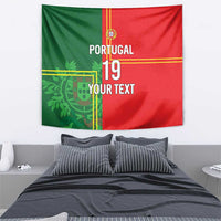 Custom Portugal Football Tapestry Coat of Arms Line Art Style - Wonder Print Shop