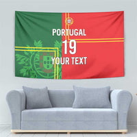 Custom Portugal Football Tapestry Coat of Arms Line Art Style - Wonder Print Shop