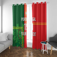 Custom Portugal Football Window Curtain Coat of Arms Line Art Style - Wonder Print Shop