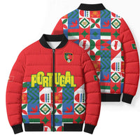Portugal Football Bomber Puffer Jacket Patchwork National Flag Design - Wonder Print Shop