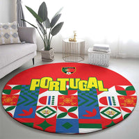 Portugal Football Round Carpet Patchwork National Flag Design - Wonder Print Shop
