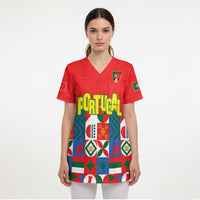 Portugal Football Scrub Top Patchwork National Flag Design - Wonder Print Shop