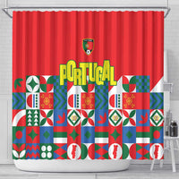 Portugal Football Shower Curtain Patchwork National Flag Design - Wonder Print Shop