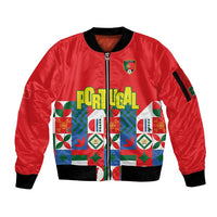 Portugal Football Sleeve Zip Bomber Jacket Patchwork National Flag Design - Wonder Print Shop