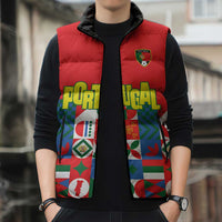 Portugal Football Sleeveless Puffer Jacket Patchwork National Flag Design - Wonder Print Shop