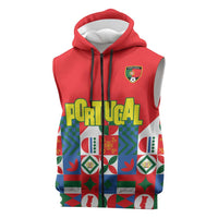 Portugal Football Sleeveless Zip Hoodie Patchwork National Flag Design - Wonder Print Shop