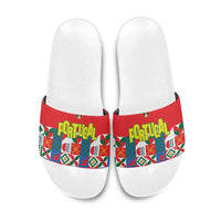 Portugal Football Slide Sandals Patchwork National Flag Design - Wonder Print Shop