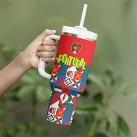 Portugal Football Tumbler With Handle Patchwork National Flag Design - Wonder Print Shop
