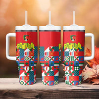Portugal Football Tumbler With Handle Patchwork National Flag Design - Wonder Print Shop