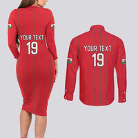Custom World Football 2026 Wales Couples Matching Long Sleeve Bodycon Dress and Long Sleeve Button Shirt Cymru Together Stronger - Wonder Print Shop