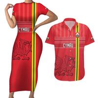 Custom World Football 2026 Wales Couples Matching Short Sleeve Bodycon Dress and Hawaiian Shirt Cymru Together Stronger - Wonder Print Shop