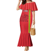 Custom World Football 2026 Wales Family Matching Mermaid Dress and Hawaiian Shirt Cymru Together Stronger - Wonder Print Shop
