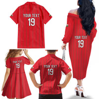 Custom World Football 2026 Wales Family Matching Off The Shoulder Long Sleeve Dress and Hawaiian Shirt Cymru Together Stronger - Wonder Print Shop
