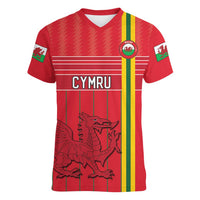 Custom World Football 2026 Wales Women V-Neck T-Shirt Cymru Together Stronger - Wonder Print Shop