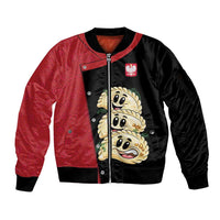 Personalized Poland Pierogi Sleeve Zip Bomber Jacket Polish National Dumplings