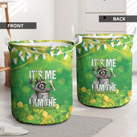 Funny Raccoon St Patrick's Day Laundry Basket It's Me I Am the Shenanigans