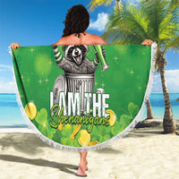 Funny Raccoon St Patrick's Day Beach Blanket It's Me I Am the Shenanigans