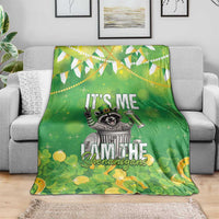Funny Raccoon St Patrick's Day Blanket It's Me I Am the Shenanigans
