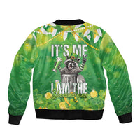 Funny Raccoon St Patrick's Day Bomber Jacket It's Me I Am the Shenanigans