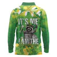 Funny Raccoon St Patrick's Day Long Sleeve Polo Shirt It's Me I Am the Shenanigans