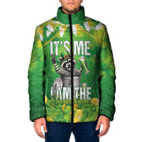 Funny Raccoon St Patrick's Day Padded Jacket It's Me I Am the Shenanigans