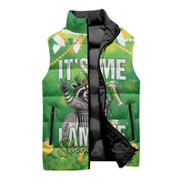 Funny Raccoon St Patrick's Day Sleeveless Puffer Jacket It's Me I Am the Shenanigans