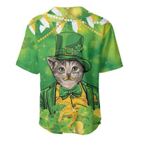 Funny Cat St Patrick's Day Baseball Jersey Irish Leprechaun Lucky Cat
