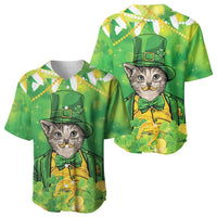Funny Cat St Patrick's Day Baseball Jersey Irish Leprechaun Lucky Cat