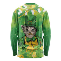 Funny Cat St Patrick's Day Long Sleeve Shirt Irish Leprechaun Lucky Cat