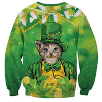 Funny Cat St Patrick's Day Sweatshirt Irish Leprechaun Lucky Cat