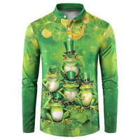 Funny Frog St Patrick's Day Button Sweatshirt Lucky Shamrock Frog