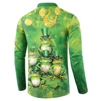 Funny Frog St Patrick's Day Button Sweatshirt Lucky Shamrock Frog