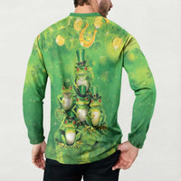 Funny Frog St Patrick's Day Button Sweatshirt Lucky Shamrock Frog