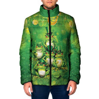 Funny Frog St Patrick's Day Padded Jacket Lucky Shamrock Frog
