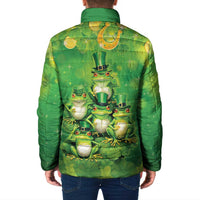 Funny Frog St Patrick's Day Padded Jacket Lucky Shamrock Frog