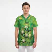 Funny Frog St Patrick's Day Scrub Top Lucky Shamrock Frog