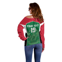 Custom World Football 2026 Iraq Off Shoulder Sweater Eagle of Saladin Championship Spirit
