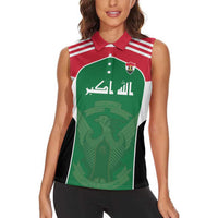 Custom World Football 2026 Iraq Women Sleeveless Polo Shirt Eagle of Saladin Championship Spirit